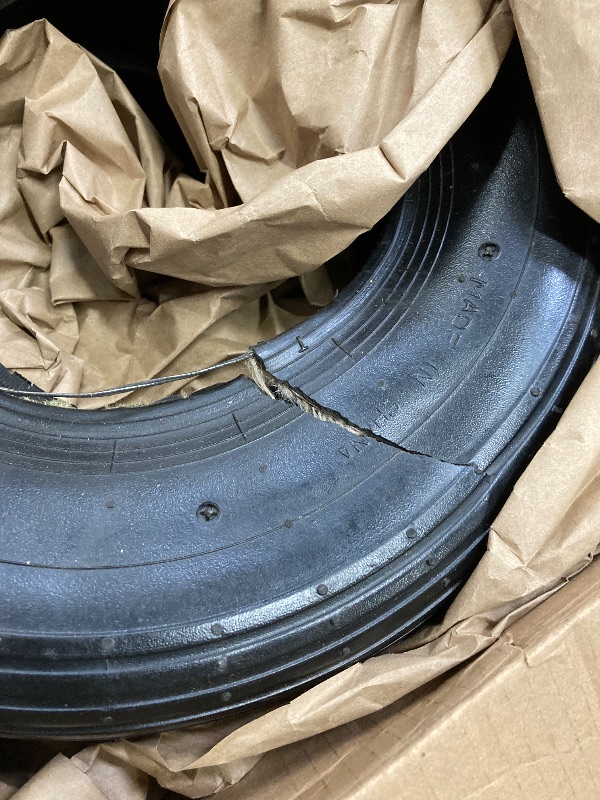 Photo 1 of (2 Sets) 4.00-6 Replacement Pneumatic Tires and Inner Tubes - Universal Fit 13” Tires and Tubes Compatible with Wheelbarrows and Gorilla Carts - With Ribbed Treads and TR13 Straight Valve Stems