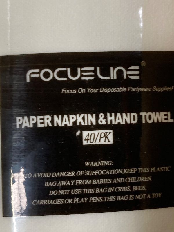 Photo 1 of ***MISSING PIECES SELLING AS 24O TOTAL COUNT***  FOCUSLINE 240 Disposable Bathroom Napkins, Linen-Feel Paper Guest Towels, Soft and Absorbent Paper Hand Towels Party Napkins for Bathroom, Kitchen, Dinner, or Event, White, 12" x 17"