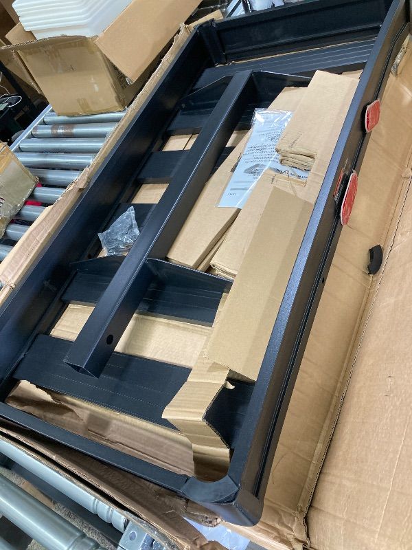 Photo 1 of ***DAMAGED -SELLING AS IS *** CURT 18113 49 x 22-1/2-Inch Black Aluminum Hitch Cargo Carrier, 500 lbs Capacity, 2-in Fixed Shank