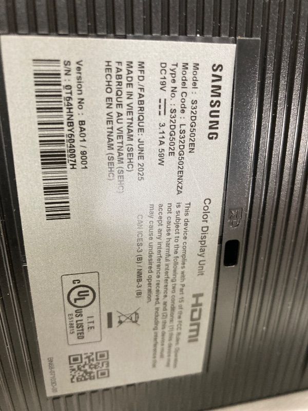 Photo 1 of **NO REMOTE-NO POWER PLUG***DAMAGED**FINAL SALE - NO RETURNS NO REFUNDS NO EXCEPTIONS********


Samsung 32” Odyssey G7 (G70D) 4K UHD IPS 144Hz 1ms(GtG) Smart Gaming Monitor, G-Sync Compatible, AMD Freesync Premium, Vivid Colors, Adjustable Stand, Black Eq