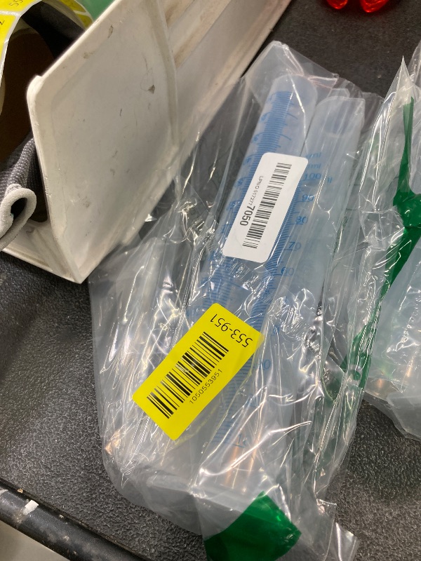 Photo 1 of *Damage to base* AKOLAFE 2 Pack 1000ml Plastic Graduated Cylinder, Transparent Measuring Cylinder Set, Science Measuring Test Tube Flask with 2-Sided Marking & Pour Spout, for Science Projects, Laboratory Supplies