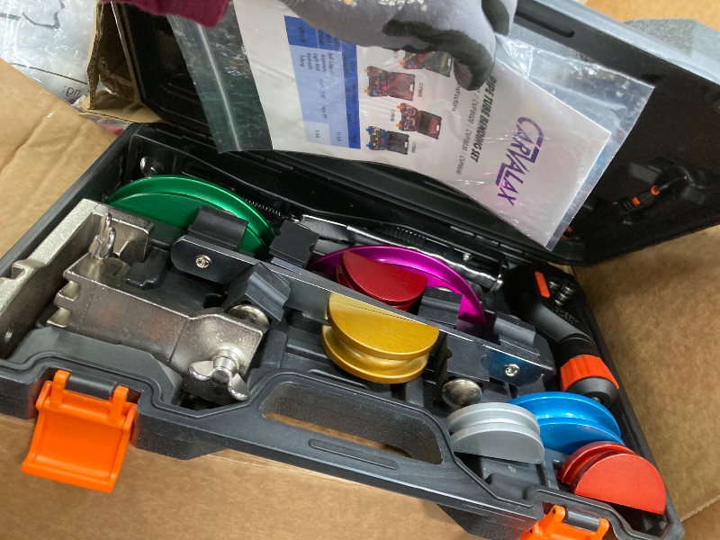Photo 1 of *Scratches* CAVALAX Pipe Tube Bender Set, for 1/4” to 7/8” O.D, 90° Ratcheting Tubing Bender Kit with Reverse Bending Adapters and 7 Multi-Color Aluminum Heads, for HVAC Air Condition Heating Repair