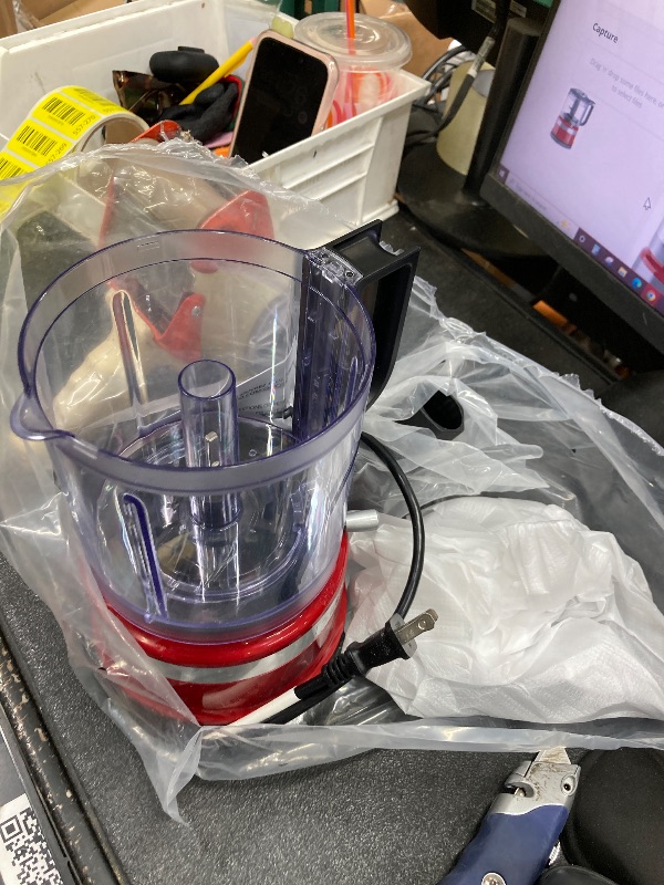 Photo 1 of **PARTS ONLY/LID DAMAGED/NO BLADES**KitchenAid KFC3516ER 3.5 Cup Food Chopper, Empire Red, One Size