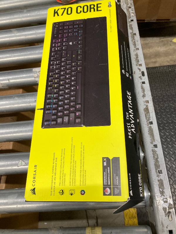 Photo 1 of ***USED -SELLING AS IS *** CORSAIR K70 CORE RGB Mechanical Wired Gaming Keyboard with Palmrest – Pre-Lubed MLX Red Linear Switches, SOCD, ABS Double-Shot Keycaps, Sound Dampening, Media Control Dial, QWERTY NA – Black