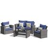 Photo 1 of ***PARTIAL SET/BOX 1 ONLY***SUNVIVI
4-Piece Wicker Patio Conversation Seating Set with Blue Cushions