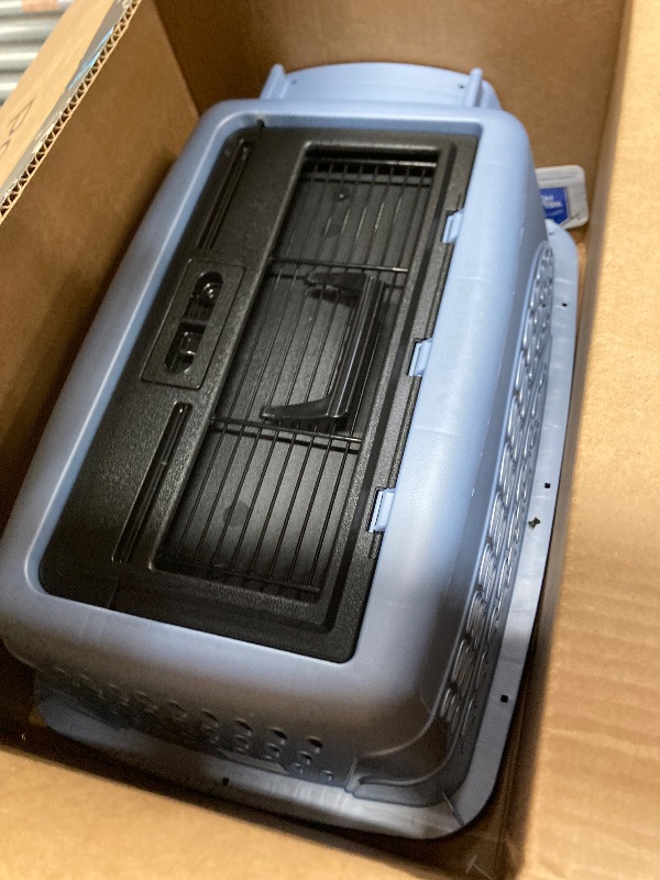 Photo 1 of **MISSING SOME HARDWARE**Petmate Dog Crates for Small Dogs & Cat Carriers, Two-Door Plastic Pet Kennel, Top & Front Loading, Made in USA, 24", Blue