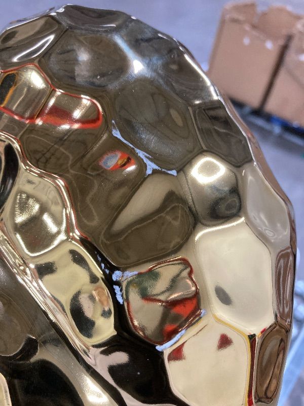 Photo 1 of ***DAMAGE -SELLING AS IS *** Deco 79 Porcelain Ceramic Heart Decorative Sculpture Dimensional Angled Origami Inspired Home Decor Statue, Accent Figurine 8" x 3" x 8", Gold