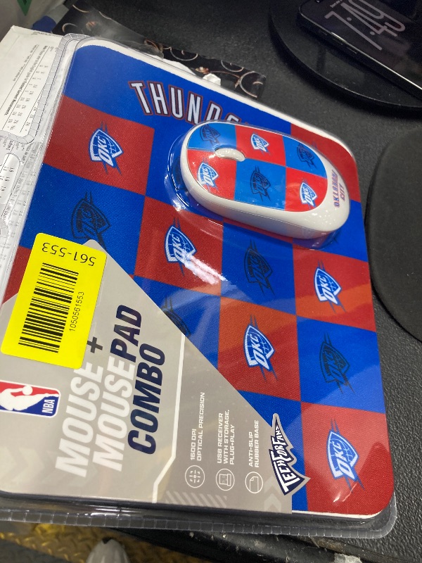 Photo 1 of ?SOAR NBA Wireless Mouse and Mouse Pad- Checkered, Oklahoma City Thunder