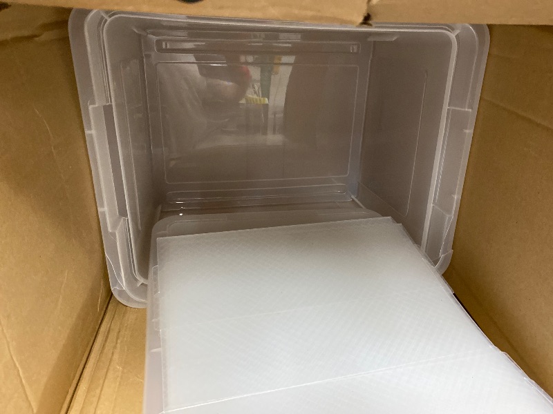 Photo 1 of ****ONLY ONE***IRIS USA File Box, Plastic File Organizer with Lids for Letter/Legal File, Portable Document Box For Moving, Storage Bin with Durable and Secure Lid, Stackable Nestable BPA-Free, Clear 35 Qt. 