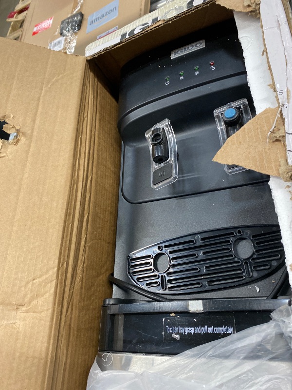Photo 1 of **DOOR HINGE BROKEN**Igloo Bottom Loading Water Cooler – Hot & Cold Dispenser – Black & Stainless Steel, Holds 3 & 5 Gallon Jugs, Child Safety Lock – for Homes, Kitchens, Offices, Dorms