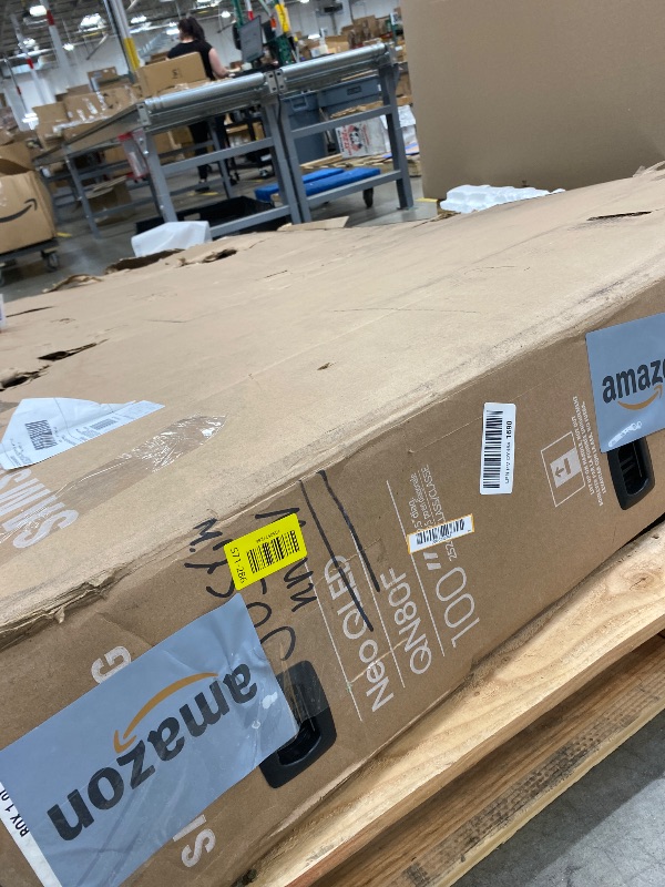 Photo 1 of ****FOR PARTS ONLY. BROKEN. NO RETURN. NO REFUND***Samsung 100-Inch Class Neo QLED QN80F 4K AI Upscaling Mini LED Smart TV (2025 Model) NQ4 AI Gen2 Processor, Quantum Matrix Technology Core, Dolby Atmos, Samsung Vision AI, Alexa Built-in