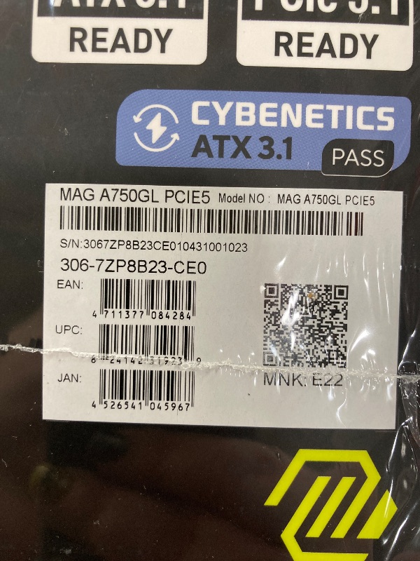 Photo 1 of *** FACTORY SEALED, NO RETURNS , NO REFUNDS IF OPENED *** MSI MAG A750GL PCIE5 - EU Cord