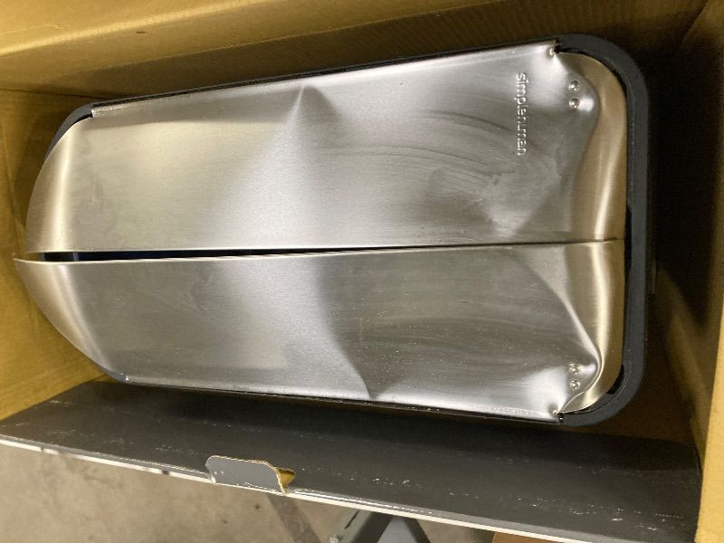 Photo 1 of **DENTED LID***simplehuman 45 Liter / 11.9 Gallon Butterfly Lid Kitchen Step Trash Can, Brushed Stainless Steel