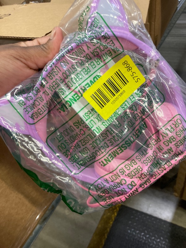Photo 1 of ***AUX CORD DAMAGE***Olyre Kids Headphones, Safe 85db Volume Control Light Up Cat Ear Headphones for iPad Fire Tablet Kindle, On-Ear LED Children Headphones for School Learning Travel - Purple/Pink***AUX CORD DAMAGE***