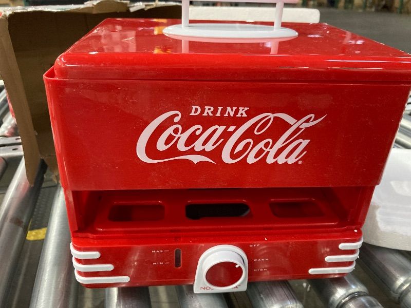 Photo 1 of **MISSING HOT DOG DOOR/CRACK IN BACK/PARTS ONLY**Nostalgia Extra Large Diner-Style Coca-Cola Hot Dog Steamer and Bun Warmer, 24 Hot Dog and 12 Bun Capacity, Steam Bratwursts, Sausages, Vegetables, Fish, Dumplings, Red