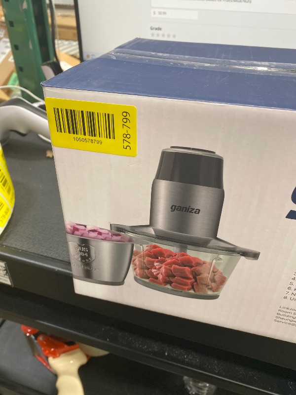 Photo 1 of ***USED***GANIZA Food Processors, Electric Food Chopper with Meat Grinder & Vegetable Chopper - 2 Bowls (8 Cup+8 Cup) with Powerful 450W Copper Motor - Includes 2 Sets of Bi-Level Blades for Fruits/Meat/Nuts