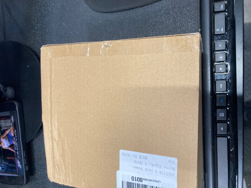 Photo 1 of ***TOP PLATE MISSING***BAOTIYA 4 Inch Square Black Shower Drain Kit with Flange & Lifting Hook, Modern Floor Drain with Removable Quadrato Pattern Grate, Stainless Steel SUS 304 (Matte Black, 4 Inch)***TOP PLATE MISSING***