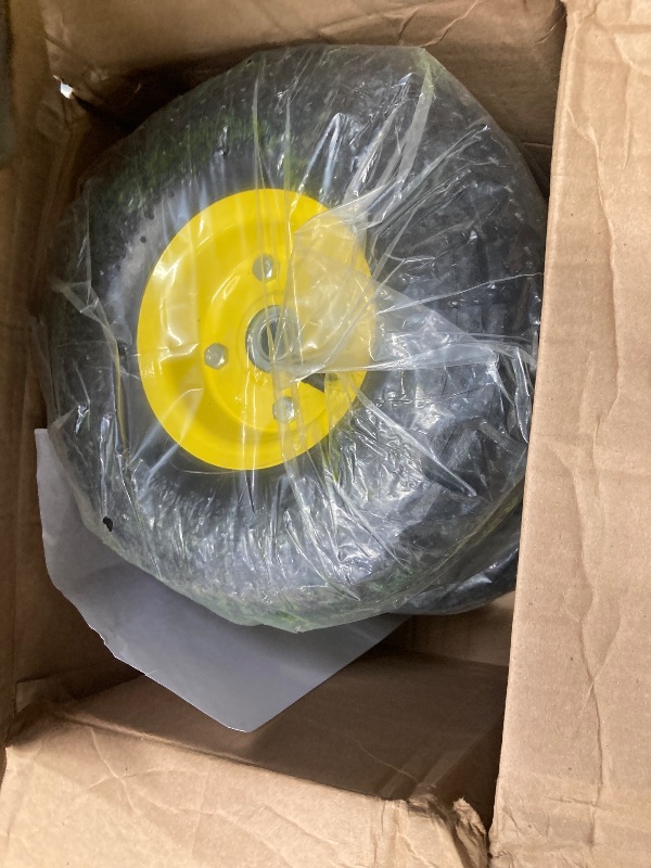 Photo 1 of (4 Pack) AR-PRO 4.10/3.50-4" All Purpose Utility Air Tires and yellow Wheel - with 10" Inner Tube, 5/8" Axle Bore Hole, 2.2" Offset Hub and Double Sealed Bearings for Hand Trucks and Gorilla Cart