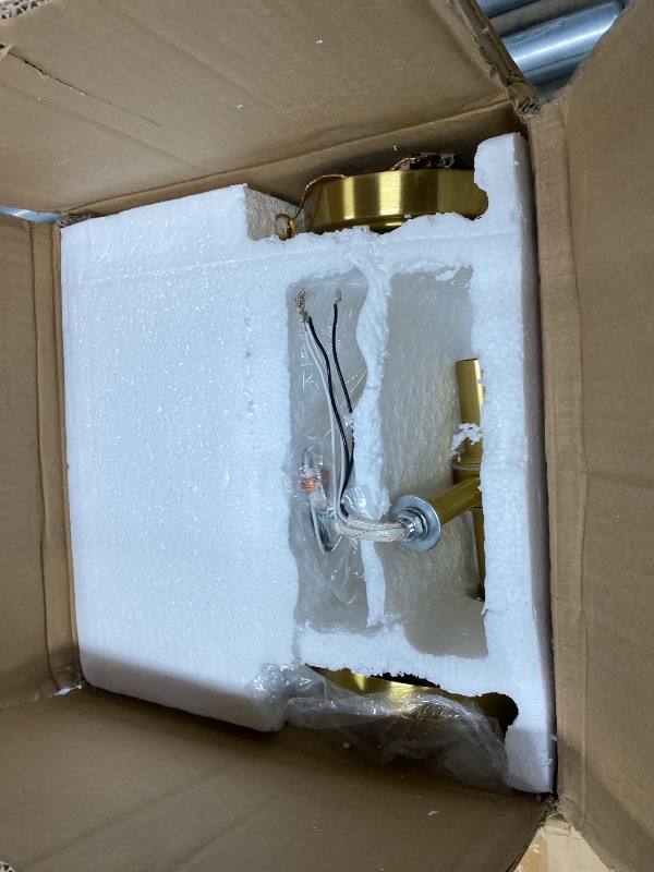Photo 1 of ***DAMAGED -MISSING WIRE SELLING AS IS *** DEYNITE Gold Wall Sconces Set of Two 2-Light Modern Wall Light 3.93"(W)*15.4"(H) Bathroom Vanity Light Milky White Glass