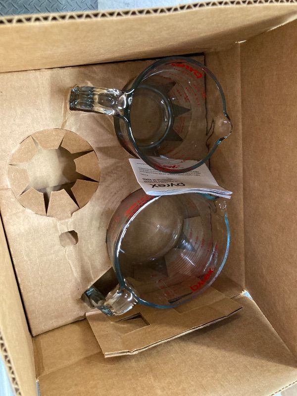 Photo 1 of ***MISSING 1 CUP***Pyrex Essentials (3-Pack) Glass Measuring Cups Set, (1, 2 & 4 Cup) Measuring Cups For Prepping, Baking and Cooking, Preheated Oven, Dishwasher, Freezer, and Microwave Safe***MISSING 1 CUP***