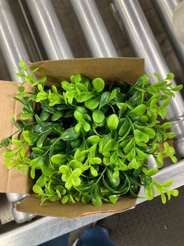 Photo 1 of **ALL WHITE/NO SHAMROCKS ON POTS***3 Set Table Tiered Tray Mini Floral Arrangement Artificial Potted Plants Farmhouse Home Decor, Mini Fake Plants Mini Vases, Tiered Tray Greenery, Eucalyptus, Tiered Tray Accessory