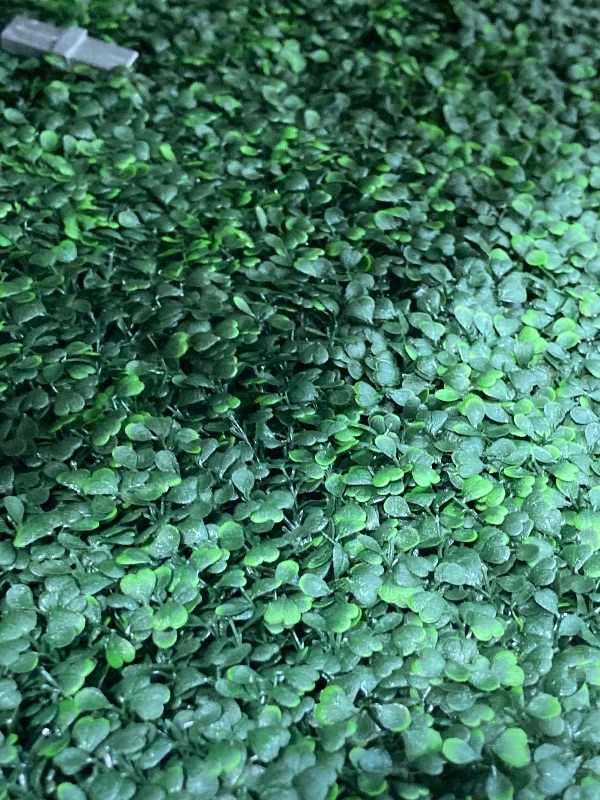 Photo 1 of **MISSING ALL HARDWARE***ODQPIS Artificial Boxwood Hedge Wall,Greenery Fake Faux Grass Backdrop Divider with Black Steel Planter Box,Outdoor Privacy Panels for Patio,Balcony,Restaurant,Garden,Party Décor 48" WX79 HX14 D