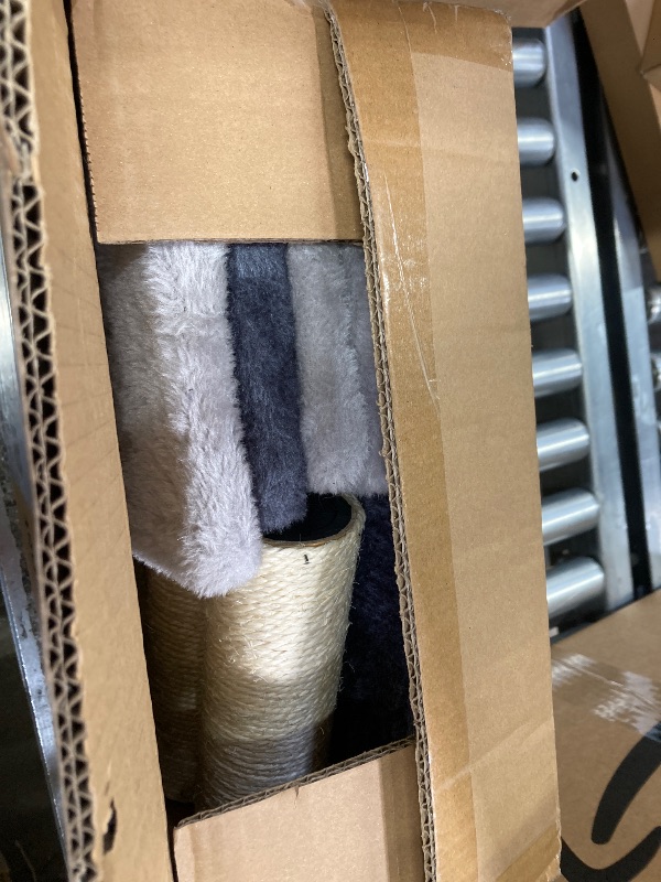 Photo 1 of ***MISSING HARDWARE***Woochpet 24inch Tall Cat Tree with 2 Cat Condo and Mouse Toy Cozy Small Cat Tower with Scratching Post and Board for Kitties and Small Cats.?Light Grey? (22 * 13 * 28)***MISSING HARDWARE***