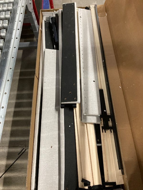 Photo 1 of ***MISSING PARTS-SELLING AS IS *** Gruwans Queen Size Bed Frame with Upholstered Wingback Headboard, Easy Assembly Platform Bed, Wooden Slat Support No Box Spring Needed, Sand