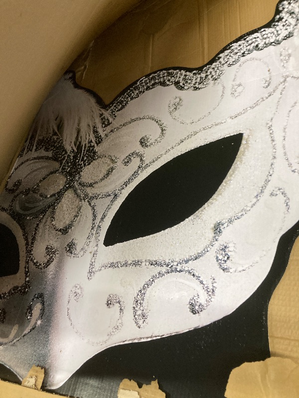 Photo 1 of ***TORN***Fun Express Masquerade Ball Decorations Life Size Cardboard Cutout - 72" x 45" Giant Mask Standee for Party Photo Booth Props | Perfect for Prom, Wedding & Formal Event Decor***TORN***