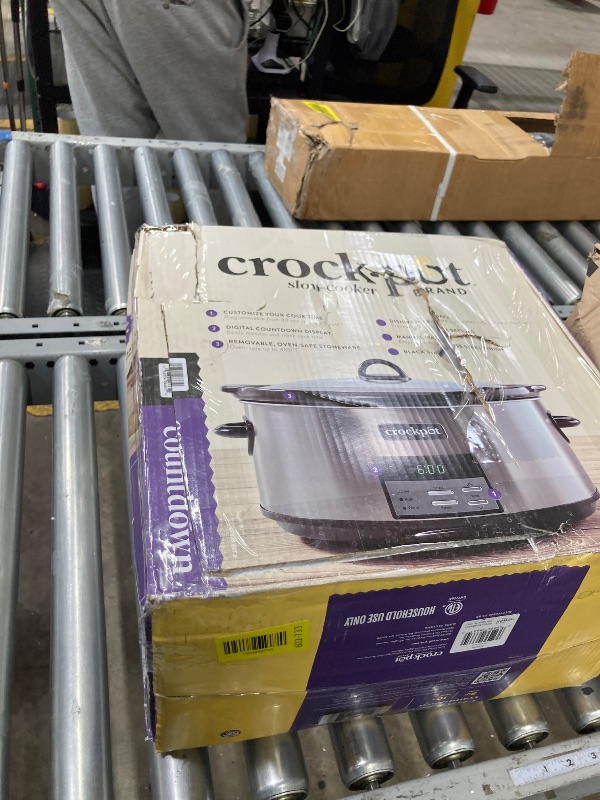 Photo 1 of ***2 dents and missing 1 foot***Crock-Pot Large 8-Quart Programmable Slow Cooker with Auto Warm Setting Black Stainless Steel***2 dents and missing 1 foot***