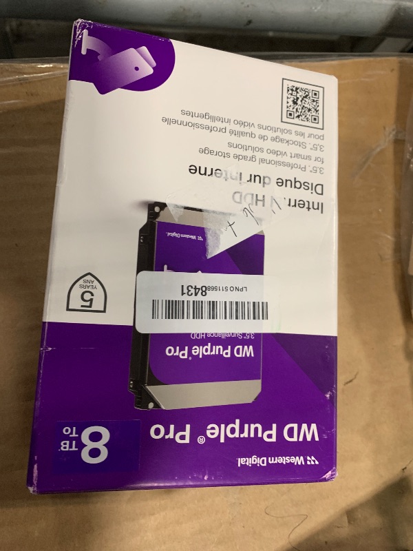 Photo 1 of *FOR PARTS ONLY*
Western Digital 8TB WD Purple Pro Surveillance Internal Hard Drive HDD - SATA 6 Gb/s, 256 MB Cache, 3.5" - WD8002PURP
**USED**