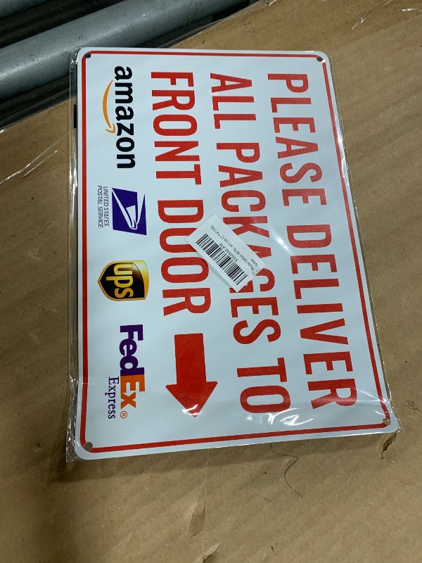 Photo 1 of **Dubbed***Please Deliver All Packages to Front Door Right Arrow - Bestylez Delivery Sign for Outdoor Use 12" * 8" (145)