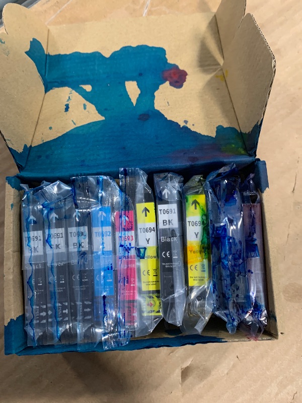 Photo 1 of ***THREE CARTRIDGES ARE BROKEN***BeOne T069 Ink Cartridges Remanufactured Replacement for Epson 69 T069 to Use with Stylus NX100 NX110 NX215 NX300 NX400 NX415 NX510 NX515 Workforce 30 40 310 500 600 610 615 (10-Pack; 4BK, 2C, 2M, 2Y)