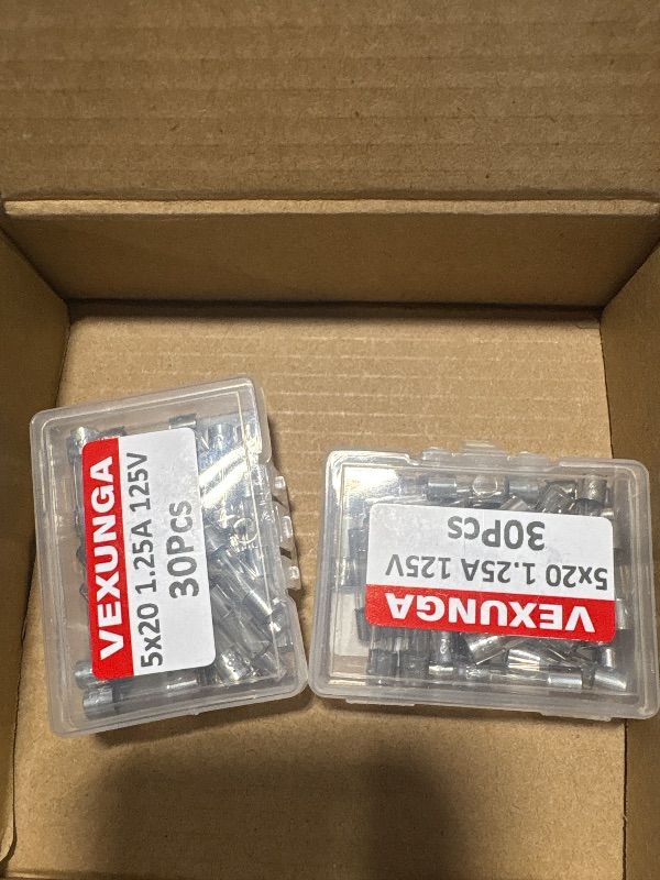 Photo 1 of (2 pack)HARFINGTON 30pcs Fuses 1.25A 125 Volt Fast Blow Glass Fuse F1.25AL250V 5x20mm Fast Acting Fuses for Christmas Light Electrical Systems Microwave Ovens TVs Fans Lights Oven