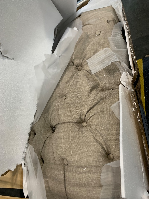 Photo 1 of ***UPDATED 6/7*** Madison Park Amelia Headboard-Wingback Queen Size Headboard, Upholstered Headboard for Adjustable Beds, Hand-Tufted Button Detail, Padded Fabric, Classic & Transitional Bedroom Style, Beige Woven