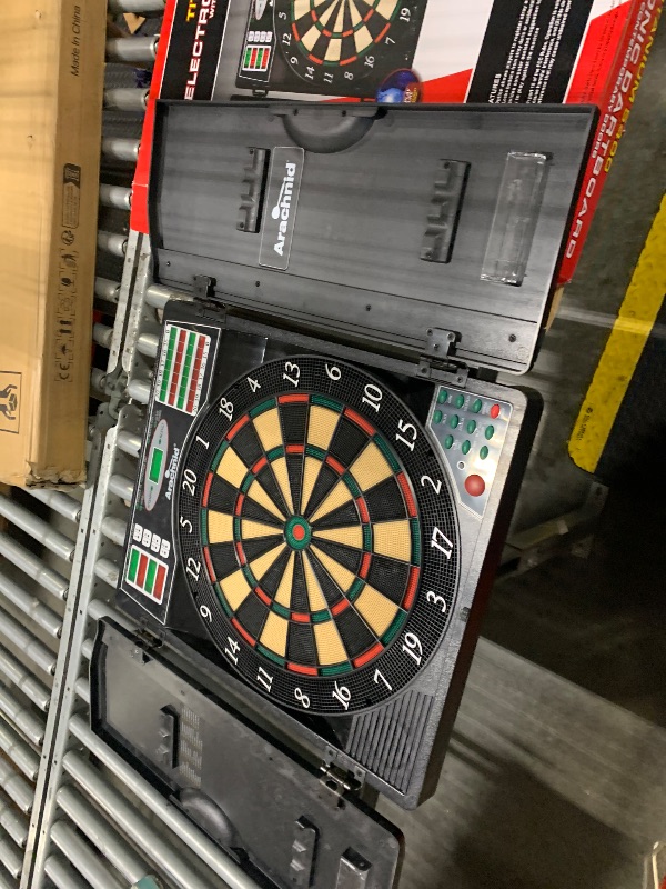 Photo 1 of *** DART BOARD ONLY *** Arachnid Titanium 5400: 13.5” target with integrated cabinet. Offers 38 games, 316 variations, color LED scoring, and solo play. Includes Double In/Out modes for competitive game room fun