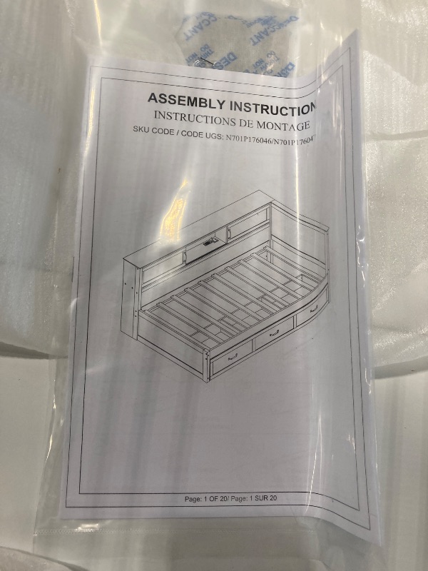 Photo 1 of *** MINOR DIRT MARK ****** PARTIAL SET MISSING BOX 2/2**** Merax Twin Size Corner Bed Frames with Storage Drawers, USB Port, Led Downlight Headboard & Bookcase, Wooden L-Shaped Captain Daybed for Small Room, Bedroom, Guest Room, kids'Room, White