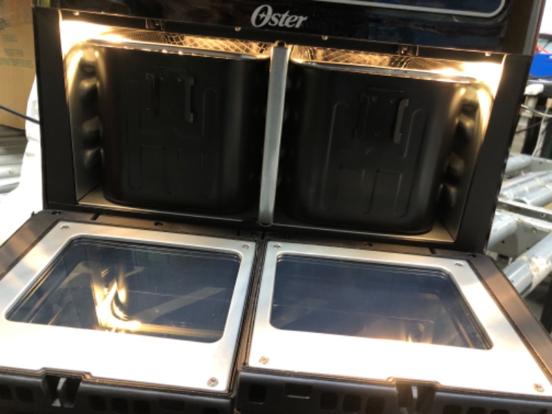Photo 1 of ****MINOR DAMAGE*** Oster 11-Quart Dual Air Fryer Oven with 2 Cooking Zones, Large Capacity Air Fryer with 6 Cooking Functions & 2 Baskets