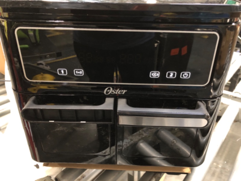 Photo 1 of ****MINOR DAMAGE*** Oster 11-Quart Dual Air Fryer Oven with 2 Cooking Zones, Large Capacity Air Fryer with 6 Cooking Functions & 2 Baskets