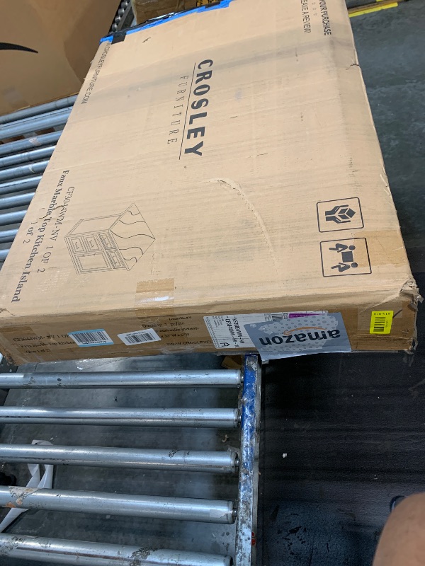 Photo 1 of ** SOLD AS IS NO REFUND/RETURN** SEE COMMENTS
Crosley Furniture Cutler Faux Marble Top Kitchen Island with Storage, Breakfast Bar, Microwave Stand, Navy