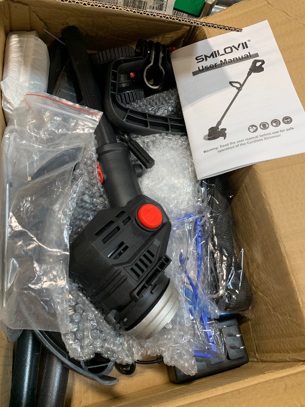 Photo 1 of ** SOLD AS IS, NO REFUND/RETURN** SEE COMMENTS!
SMILOVII 21V Cordless Weed Wacker Lawn Edger, 4.6lbs Lightweight Battery Powered String Trimmer, 4-in-1 Brush Cutter with Metal Blades, Wire Brush & Guide Wheel for Garden Edging (2 Batteries, 2.0Ah)