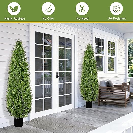 Photo 1 of ***SIMILAR***
6FT Artificial Topiary Cedar Tree,70 inchTall Artificial Trees for Outdoors, l Realistic Fake Plants Front Porch Decor, Artificial Trees for Home Front Door Offices Outdoor Tree