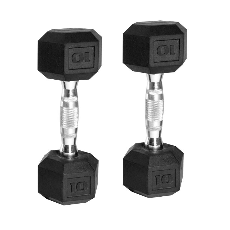 View 1 of ***Only One Dumbbell*** CAP Barbell 10lb Coated Rubber Hex Dumbbell Pair