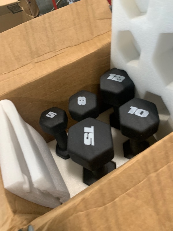 Photo 1 of ***Missing Weight Rack*** ***Multiple Boxes***  CAP Barbell 100 lb Neoprene Hex Dumbbell Weight Set with Vertical A-Frame Rack - Black