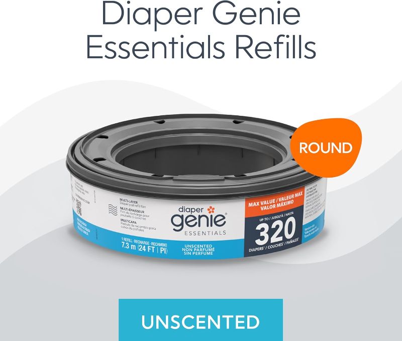Photo 1 of ** only 1**
Diaper Genie Essentials Round Refill Pack of 4 | Holds Up to 1280 Newborn Diapers | Features Unscented Continuous Film | Compatible with Diaper Genie Complete and Expressions Pails