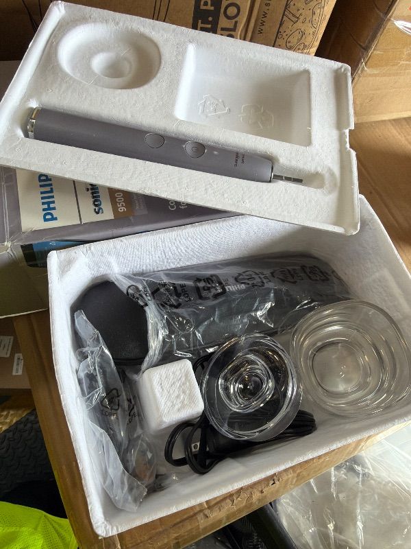 Photo 1 of [DAMAGED] Philips Sonicare DiamondClean Smart 9500 Electric Toothbrush - Sonic Toothbrush with App, Pressure Sensor, 15 Brushing Settings, Replacement Reminder, USB Charging Travel Case, Grey, Model HX9923/41