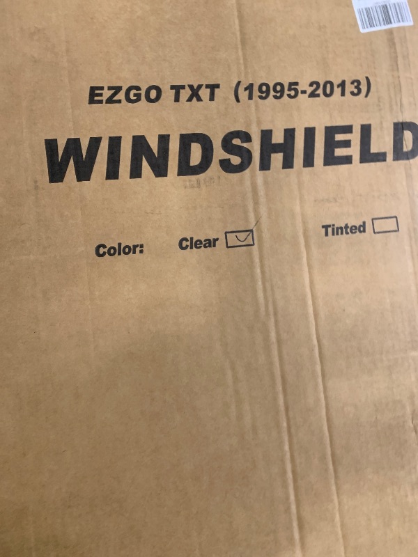 Photo 1 of **MISSING PARTS**
EXOEMTS Golf Cart Windshield for EZGO TXT 1995-2013 Gas & Electric, 40.7"W X 28.3"H, 3/16" Thick PC, Foldable Clear Front Windshield with Heavy Duty Hinge, Anti-UV, Impact Resistant, Scratch Resistant