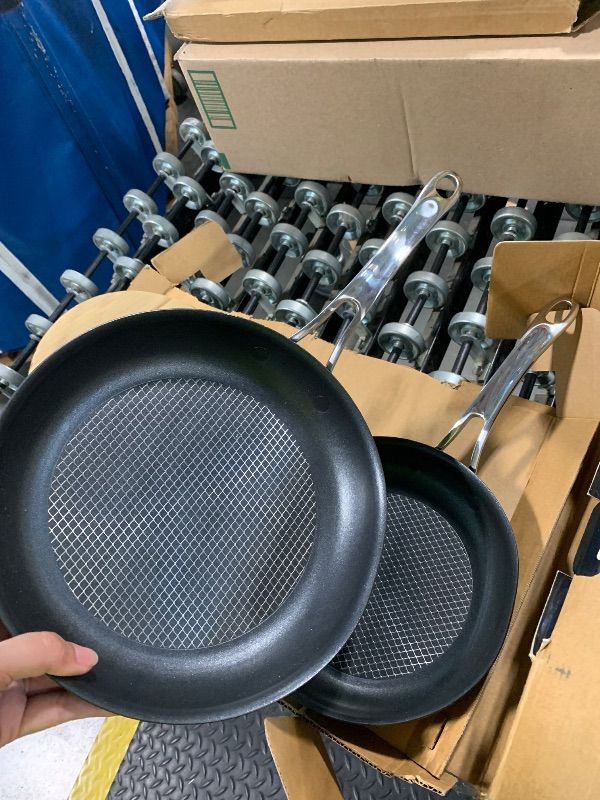 Photo 1 of ***Damaged pan, dent/warp*** Anolon X Aluminum Nonstick Cookware Frying Pans/Skillet Set, 8.25 Inch and 10 Inch - Dark Gray