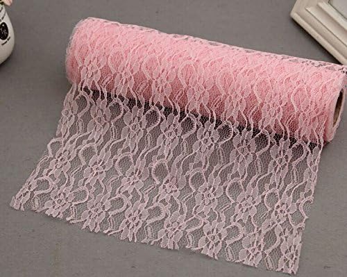 Photo 1 of ***USED*** Yulakes Lace Fabric Roll Floral Lace Ribbon for Burlap Lace Table Runner Vintage Wedding Decorations Bridal Shower Party Decor,5cm-30cm (30cm x 9m, Pink)