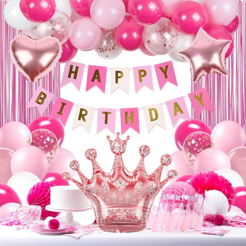 View 1 of
Hot Pink Birthday Decorations for Women with White Hot Light Pink Balloons Banner Fringe Curtains for 21st 25th 27th 30th 35th 40th 50th 60th Happy Birthday...7